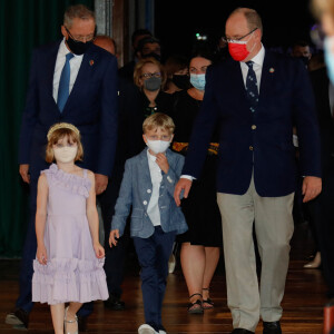 Le prince Albert II de Monaco, ses enfants lors du lancement du programme "Océano pour Tous" au Musée Océanographique de Monaco, le 1er juin 2021. © Claudia Albuquerque / Bestimage