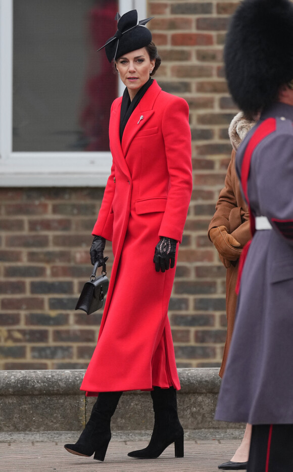 Catherine Kate Middleton, princesse de Galles, en visite au "1st Battalion Welsh Guards at Combermere Barracks "à Windsor, à l'occasion de la Saint-David le 1er mars 2023. 