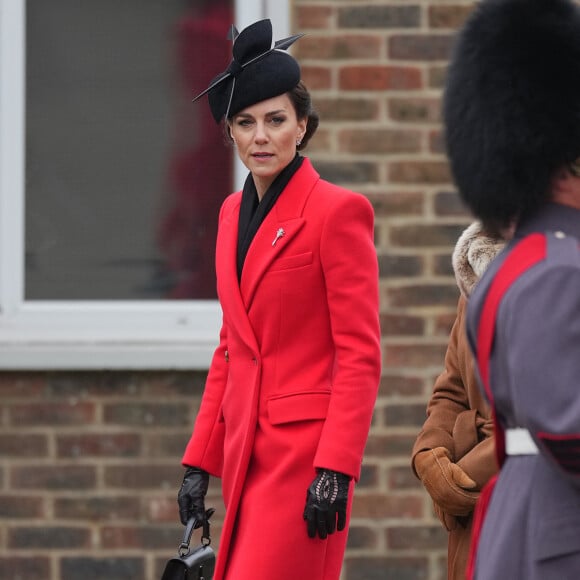 Catherine Kate Middleton, princesse de Galles, en visite au "1st Battalion Welsh Guards at Combermere Barracks "à Windsor, à l'occasion de la Saint-David le 1er mars 2023. 