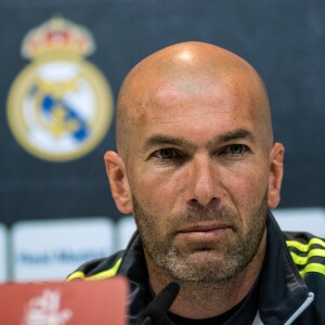 Conférence de presse de Zinedine Zidane avant le match Real de Madrid / FC Barcelone du 2 avril 2016. A Madrid le 1er avril 2016.
