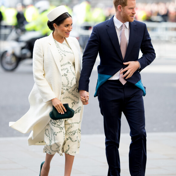 Meghan Markle, duchesse de Sussex (enceinte) et le prince Harry, duc de Sussex - Arrivée de la famille royale britannique à la messe en l'honneur de la journée du Commonwealth à l'abbaye de Westminster à Londres, le 11 mars 2019. 