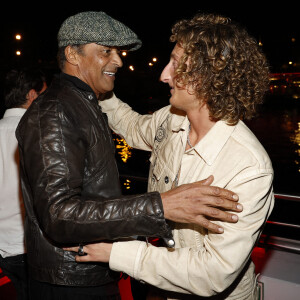 Joalukas Noah avec son père Yannick Noah lors de la soirée d'anniversaire de Joalukas Noah, fils de Yannick Noah et Isabelle Camus, pour ses 18 ans à Paris le 10 juin 2022. © Cyril Moreau / Bestimage