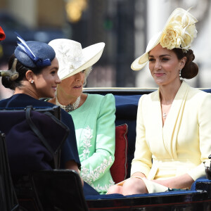 Meghan Markle, duchesse de Sussex, Camilla Parker Bowles, duchesse de Cornouailles, Catherine (Kate) Middleton, duchesse de Cambridge - La parade Trooping the Colour 2019, célébrant le 93ème anniversaire de la reine Elisabeth II, au palais de Buckingham, Londres, le 8 juin 2019. 