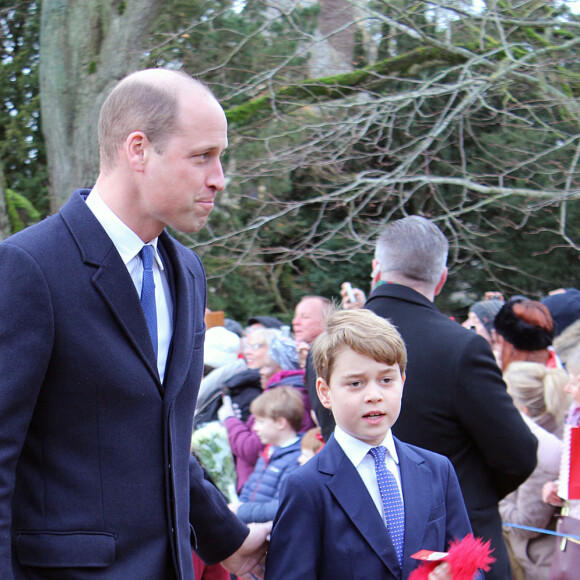 Le prince William, prince de Galles, Le prince George de Galles - La famille royale d'Angleterre au premier service de Noël à Sandringham depuis le décès de la reine Elizabeth II le 25 décembre 2022. 