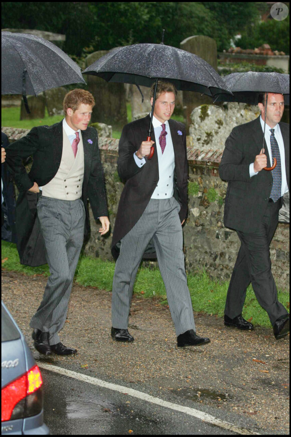 Prince William et prince Harry - Mariage de Tom Parker Bowles et de Sara Buys.