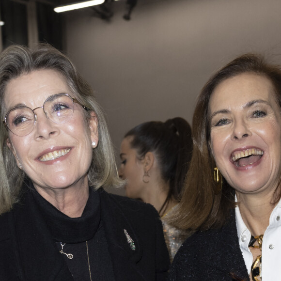 La princesse Caroline de Hanovre, Carole Bouquet au défilé de mode Chanel en hommage aux métiers d'art au 19M à Aubervilliers, France, le 7 décembre 2021. © Olivier Borde/Bestimage 