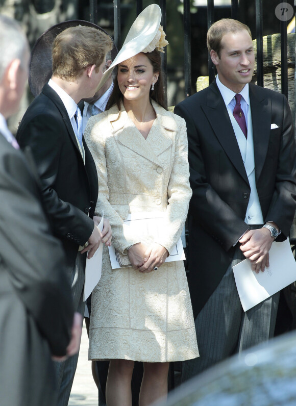 Le prince Harry, Kate Middleton et le prince William - Mariage de Zara Phillips et Mike Tindall le 30 juillet 2011 à Edimbourg.