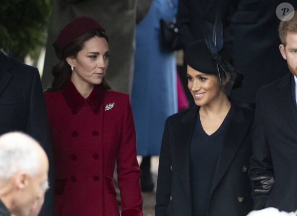 Catherine Kate Middleton, duchesse de Cambridge, Meghan Markle, duchesse de Sussex - La famille royale assiste à la messe de Noël à Sandringham le 25 décembre 2018. 