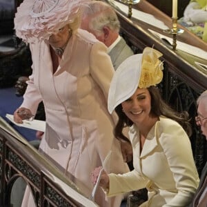 Le prince Charles, prince de Galles, Camilla Parker Bowles, duchesse de Cornouailles, Catherine (Kate) Middleton, duchesse de Cambridge, Le prince Andrew, duc d'York - Cérémonie de mariage du prince Harry et de Meghan Markle en la chapelle Saint-George au château de Windsor, Royaume Uni, le 19 mai 2018. 