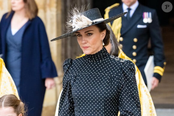 Catherine (Kate) Middleton, duchesse de Cambridge lors du service d'action de grâce en hommage au prince Philip, duc d'Edimbourg, à l'abbaye de Westminster à Londres, Royaume Uni.