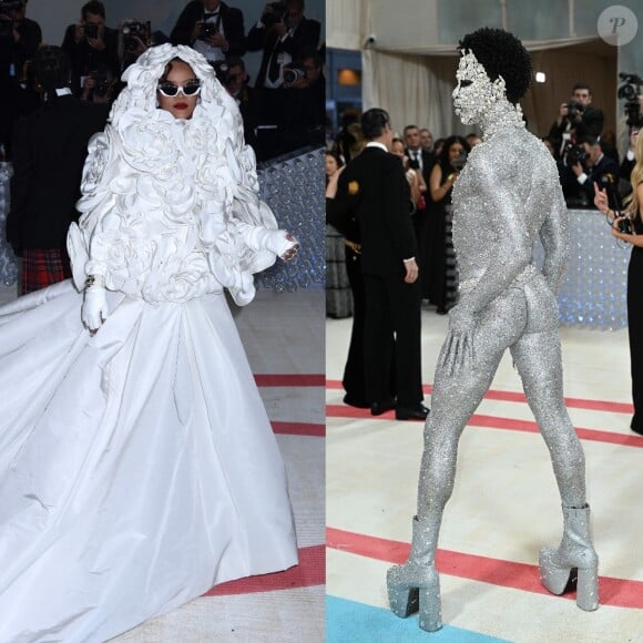 L'édition 2023 du gala du Met a été marquée une fois encore par des looks fous.
Rihanna et Lil Nas X lors la soirée du "MET Gala 2023" à New York.