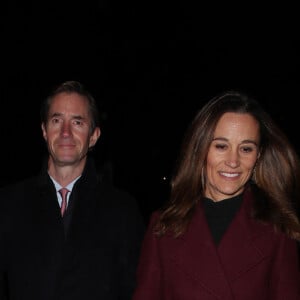 Pippa Middleton et son mari James Matthew à la sortie d'un concert à l'église St-Luke à Londres, le 1er décembre 2022. 