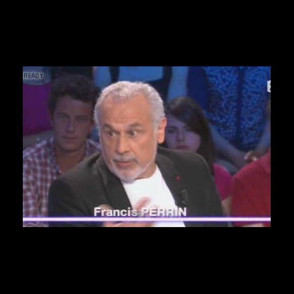 En 2012, le couple était reçu sur le plateau de l'émission "On est pas couchés", diffusée à l'époque sur France 2.
Francis Perrin sur le plateau d'"On n'est pas couché", émission diffusée le samedi 9 juin sur France 2.