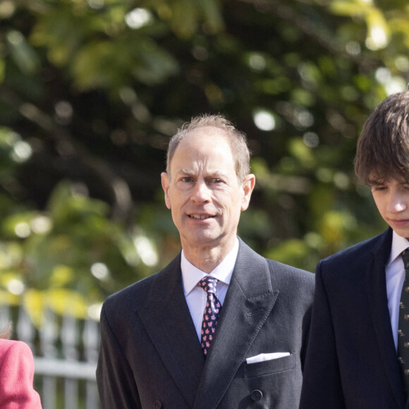 Sophie Rhys-Jones, comtesse de Wessex, Le prince Edward, duc de Wessex, James Mountbatten-Windsor - La famille royale du Royaume Uni va assister à la messe de Pâques à la chapelle Saint Georges au château de Windsor, le 9 avril 2023. 