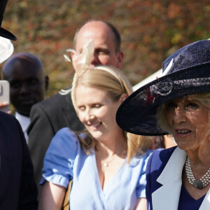 La reine consort Camilla Parker Bowles - Garden Party au palais de Buckingham à Londres. Le 3 mai 2023  The Queen Consort during a Garden Party at Buckingham Palace, London, in celebration of the coronation on May 6. Picture date: Wednesday May 3, 2023. 