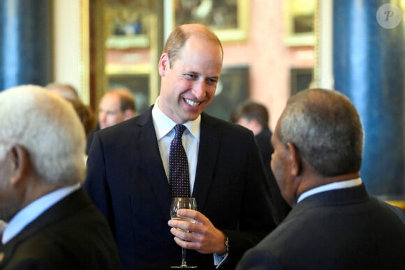 Le prince William - Déjeuner des gouverneurs généraux et des premiers ministres du royaume, avant le couronnement du roi Charles III, au palais de Buckingham à Londres. Le 5 mai 2023.
