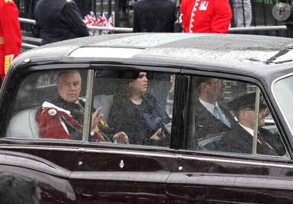 La princesse Eugenie d'York arrive à la cérémonie de couronnement du roi d'Angleterre à l'Abbaye de Westminster de Londres, Royaume Uni, le 6 mai 2023. © Agence / Bestimage