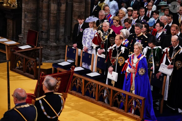 La princesse Eugenie d'York et son mari Jack Brooksbank à la cérémonie de couronnement du roi d'Angleterre à l'abbaye de Westminster de Londres, Royaume-Uni, le 6 mai 2023. © Agence / Bestimage