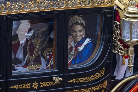 Catherine (Kate) Middleton, princesse de Galles lors de la cérémonie de couronnement du roi d'Angleterre à Londres, Royaume Uni, le 6 mai 2023. 