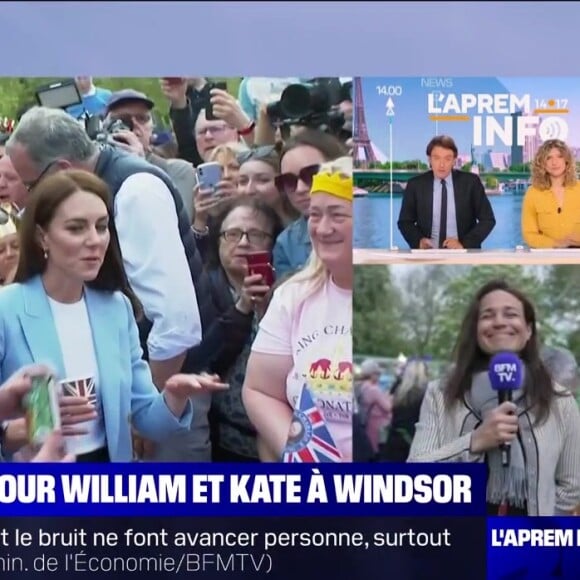 Bain de foule pour Kate et William à Windsor, avant le concert pour le courronement du roi Charles III, le 7 mai 2023