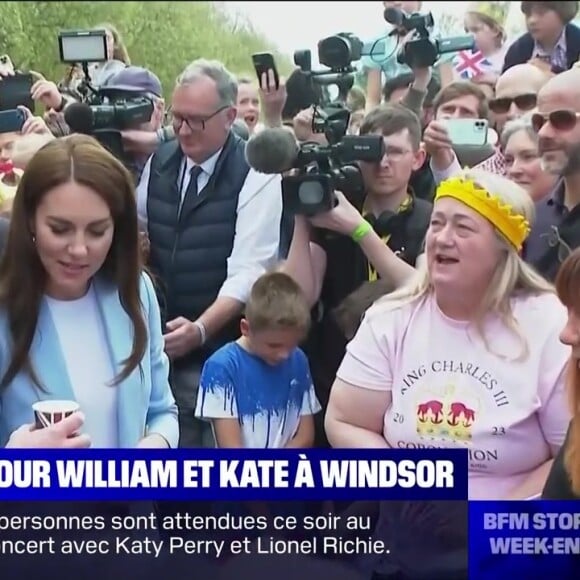 Bain de foule pour Kate et William à Windsor, avant le concert pour le courronement du roi Charles III, le 7 mai 2023