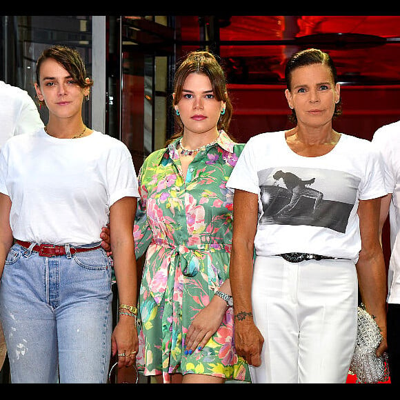 Exclusif - Pauline Ducruet, Camille Gottlieb, la princesse Stéphanie de Monaco et Louis Ducruet durant la traditionnelle soirée d'été de Fight Aids Monaco au Sporting Club de Monaco, le 23 juillet 2022. © Bruno Bebert/Bestimage 