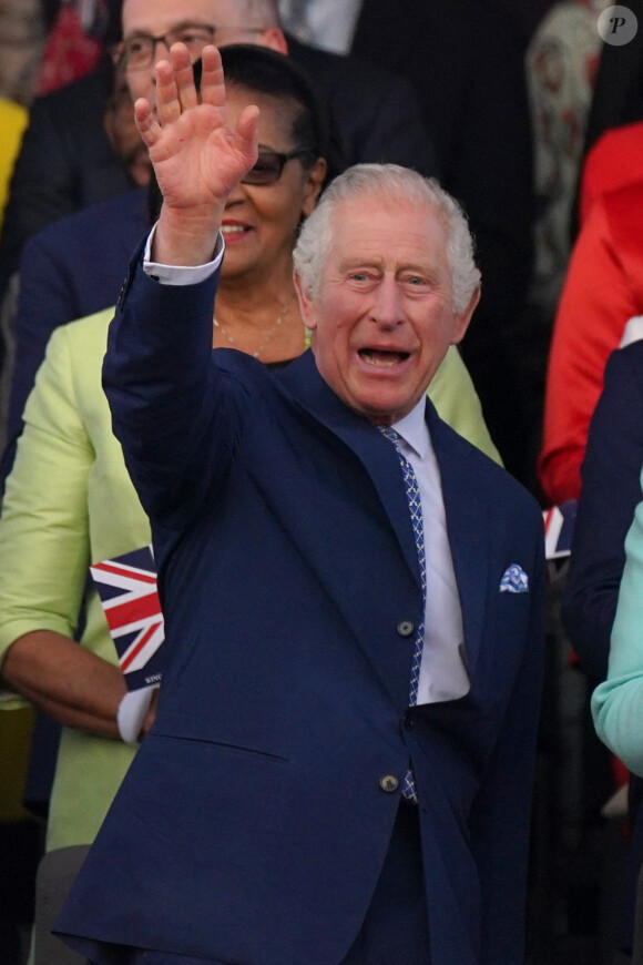 Concert du couronnement du roi et de la reine dans l'enceinte du château de Windsor Le roi Charles III d'Angleterre au concert du couronnement du roi et de la reine dans l'enceinte du château de Windsor, Royaume Uni, le 7 mai 2023.