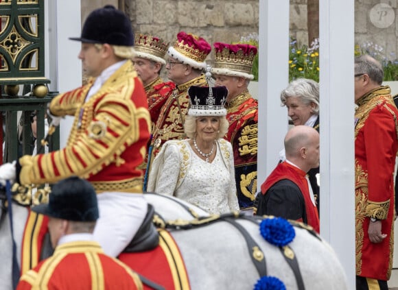 Sortie de la cérémonie de couronnement du roi d'Angleterre à l'abbaye de Westminster de Londres Camilla Parker Bowles, reine consort d'Angleterre, - Sortie de la cérémonie de couronnement du roi d'Angleterre à l'abbaye de Westminster de Londres, Royaume Uni, le 6 mai 2023.