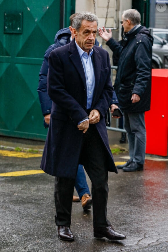 Nicolas Sarkozy - Arrivées aux obsèques de l'avocat Hervé Temime au cimetière du Montparnasse à Paris, France, le 14 avril 2023. © Clovis-Jacovides/Bestimage 