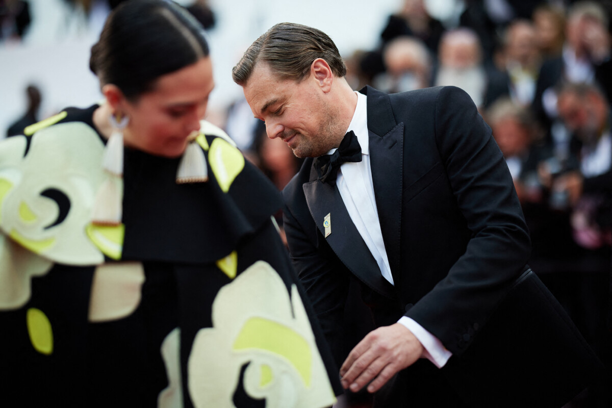 Photo Lily Gladstone, Leonardo DiCaprio Montée des marches du film