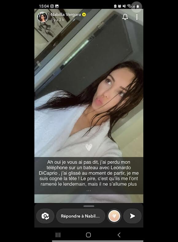 Sur Snapchat, elle a raconté cette mésaventure qui aurait pu tourner au drame
Credit : snapchat / Nabilla Benattia