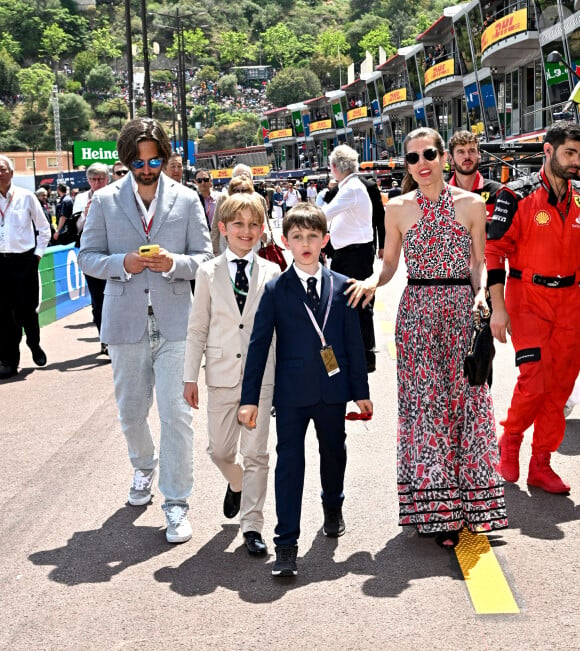 Dimitri Rassam et sa femme Charlotte Casiraghi , Sacha Casiraghi, Raphael Elmaleh - La famille princière de Monaco lors du 80ème Grand Prix de Monaco de Formule 1 à Monaco le 28 mai 2023. © Bruno Bebert/Bestimage 