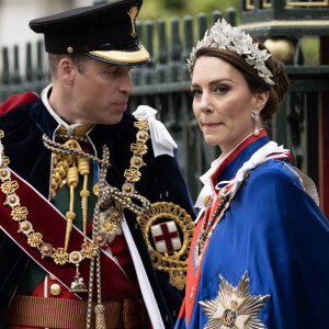 Le prince William, prince de Galles, et Catherine (Kate) Middleton, princesse de Galles lors de la cérémonie de couronnement du roi d'Angleterre à Londres, Royaume Uni, le 6 mai 2023. 