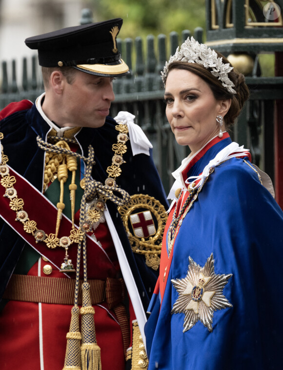 Le prince William, prince de Galles, et Catherine (Kate) Middleton, princesse de Galles lors de la cérémonie de couronnement du roi d'Angleterre à Londres, Royaume Uni, le 6 mai 2023. 
