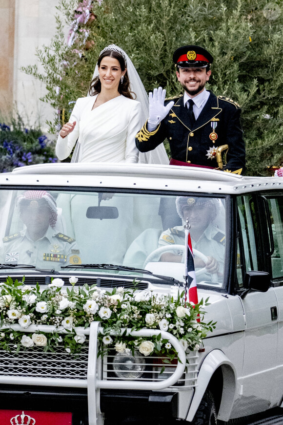 Mariage du prince Hussein de Jordanie et de Rajwa al Saif, au palais Zahran à Amman Jordanie), le 1er juin 2023. 