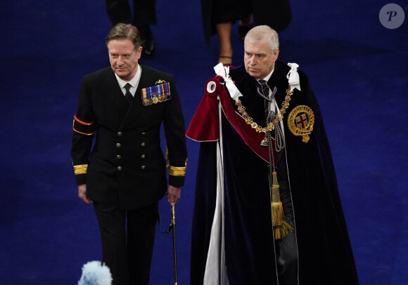 Le prince Andrew, duc d'York - Les invités à la cérémonie de couronnement du roi d'Angleterre à l'abbaye de Westminster de Londres, Royaume Uni, le 6 mai 2023. 