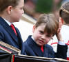 Le petit Louis n'en a fait qu'à sa tête, comme toujours
Le prince George, la princesse Charlotte et le prince Louis de Galles - La famille royale d'Angleterre lors du défilé "Trooping the Colour" à Londres. Le 17 juin 2023 