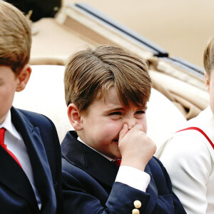 Le prince George, la princesse Charlotte et le prince Louis de Galles - La famille royale d'Angleterre lors du défilé "Trooping the Colour" à Londres. Le 17 juin 2023 