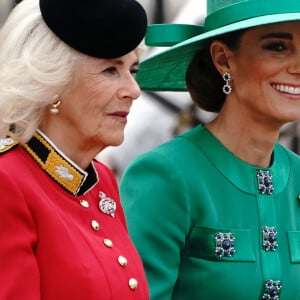 La reine consort Camilla Parker Bowles, Kate Catherine Middleton - La famille royale d'Angleterre lors du défilé "Trooping the Colour" à Londres. Le 17 juin 2023 