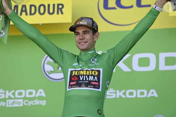 "Je ne veux absolument pas manquer la naissance de notre enfant", conclut Wout Van Aert, qui a le sens des priorités ! 
Wout Van Aert - 20ème étape du Tour de France 2022 entre Lacapelle-Marival et Rocamadour, le 23 juillet 2022.