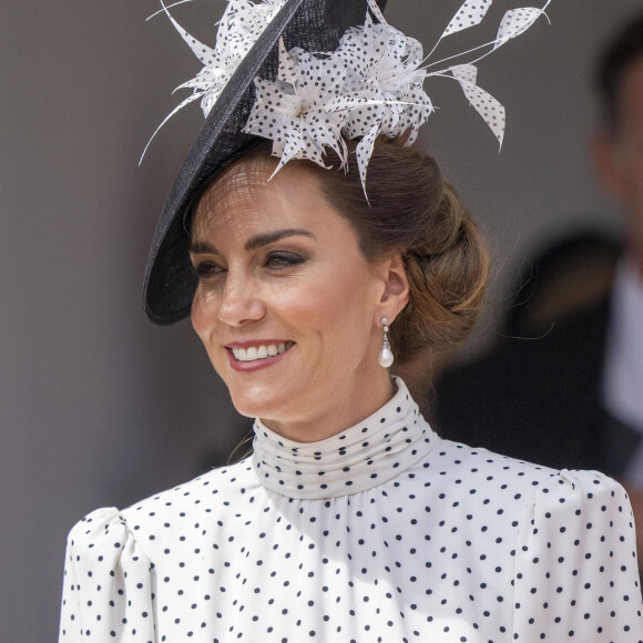 Catherine (Kate) Middleton, princesse de Galles, lors du service annuel de l'ordre de la jarretière à la chapelle St George du château de Windsor, le 19 juin 2023. 