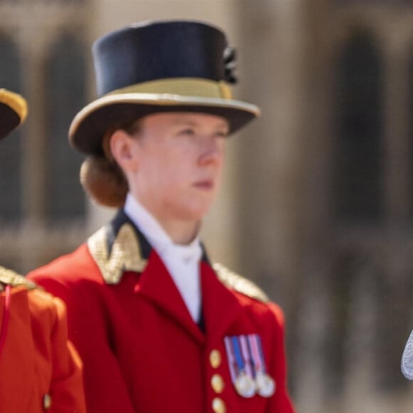 Le prince William, prince de Galles, et Catherine (Kate) Middleton, princesse de Galles, lors du service annuel de l'ordre de la jarretière à la chapelle St George du château de Windsor, le 19 juin 2023. 