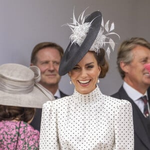 Catherine (Kate) Middleton, princesse de Galles, lors du service annuel de l'ordre de la jarretière à la chapelle St George du château de Windsor, le 19 juin 2023. 