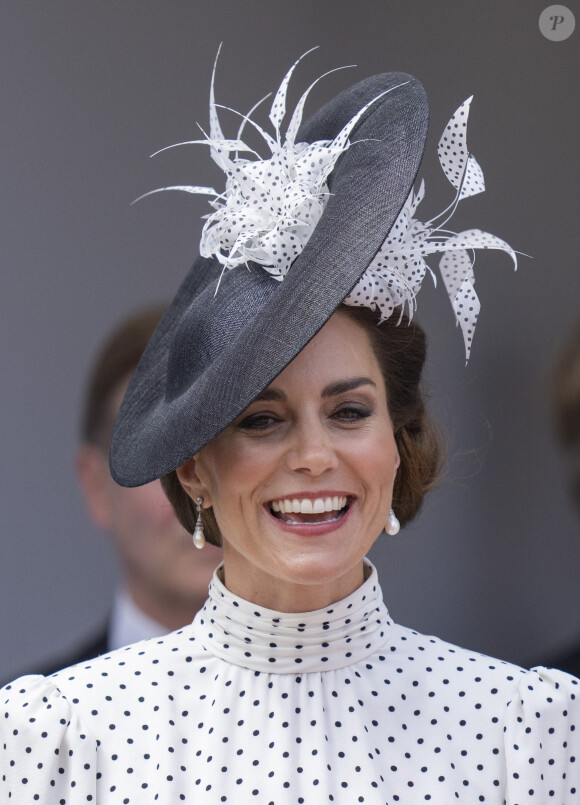 Catherine (Kate) Middleton, princesse de Galles, lors du service annuel de l'ordre de la jarretière à la chapelle St George du château de Windsor, le 19 juin 2023. 