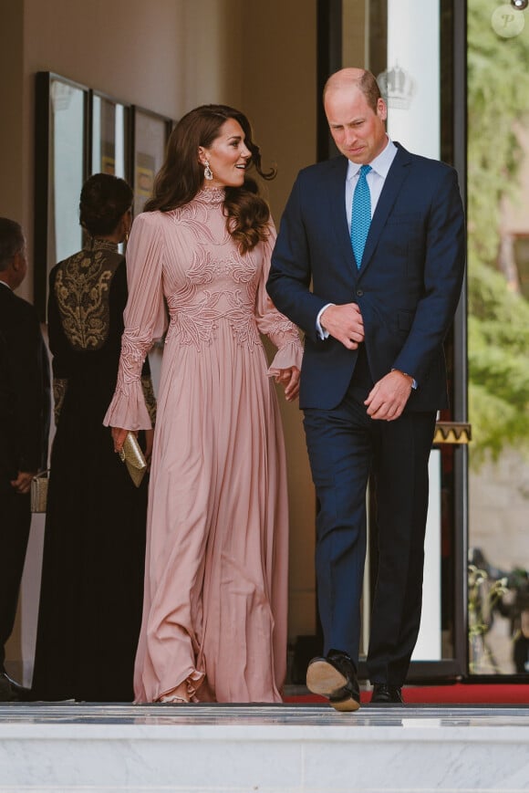 Le prince William, prince de Galles, et Catherine (Kate) Middleton, princesse de Galles, - Les familles royales au mariage du prince Hussein de Jordanie et de Rajwa al Saif, au palais Zahran à Amman (Jordanie), le 1er juin 2023. 