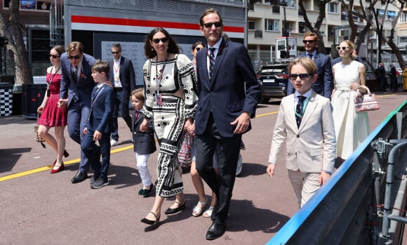 Ben-Sylvester Strautmann et sa compagne la princesse Alexandra de Hanovre, Raphael Elmaleh, Andrea Casiraghi, sa femme Tatiana Santo Domingo et leurs enfants, India, Maximilian et Sacha Casiraghi, Pierre Casiraghi et sa femme Beatrice Borromeo - La famille princière de Monaco lors du 80ème Grand Prix de Monaco de Formule 1 à Monaco le 28 mai 2023. © Claudia Albuquerque/Bestimage 