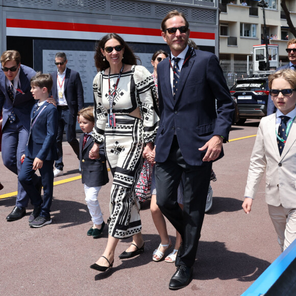 Ben-Sylvester Strautmann et sa compagne la princesse Alexandra de Hanovre, Raphael Elmaleh, Andrea Casiraghi, sa femme Tatiana Santo Domingo et leurs enfants, India, Maximilian et Sacha Casiraghi, Pierre Casiraghi et sa femme Beatrice Borromeo - La famille princière de Monaco lors du 80ème Grand Prix de Monaco de Formule 1 à Monaco le 28 mai 2023. © Claudia Albuquerque/Bestimage 