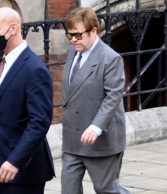 Elton John pictured leaving the Royal Court of Justice in London.