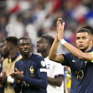 Les Bleus demandent à ce que les violences liées aux émeutes cessent
joie des joueurs de l'equipe de France en fin de match Mbappé Kylian (FRA) - Match de qualifications de l'Euro2024 "France - Grèce (1-0)" au stade de France, le 19 juin 2023. 