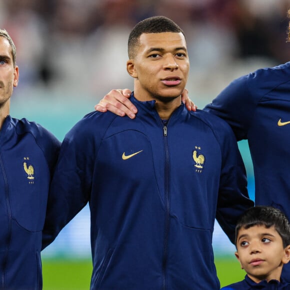 Kylian Mbappé et ses coéquipiers de l'équipe de France ont appelé au calme
Kylian Mbappé - Match " France - Pologne " (3-1) lors de la Coupe du Monde 2022 au Qatar, le 4 décembre 2022. L'équipe de France est qualifiée pour les quarts de finale.  Match " France - Poland " (3-1) at the 2022 World Cup in Qatar (FIFA World Cup Qatar 2022). December 4th, 2022.